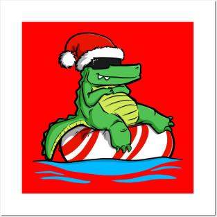 Floating Gator - Christmas Posters and Art